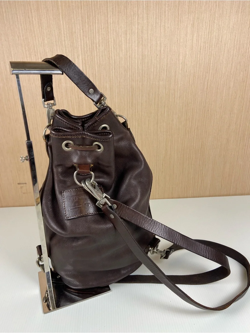 Vintage Rugby North America Brown Leather Bucket Backpack 🤎